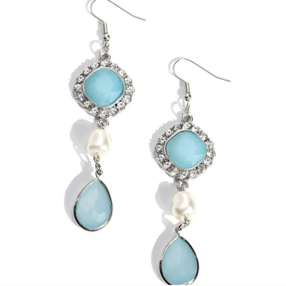 Gemstone Bracelet & Earrings | Silver  & Blue - Picture 2 of 2
